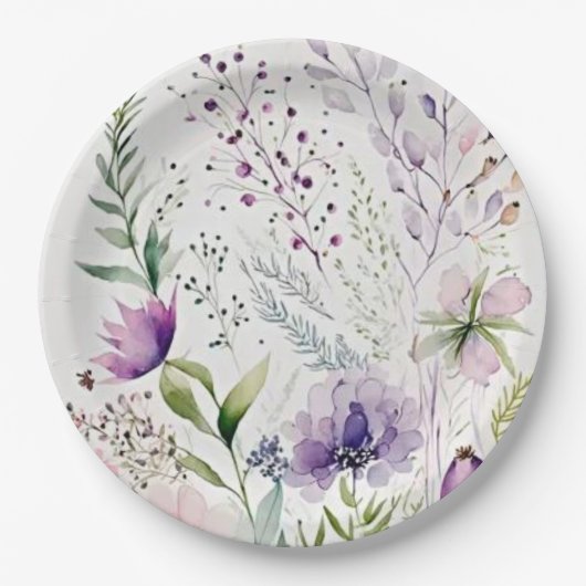 Waterverf wolbloem papieren bordje (Voorkant)