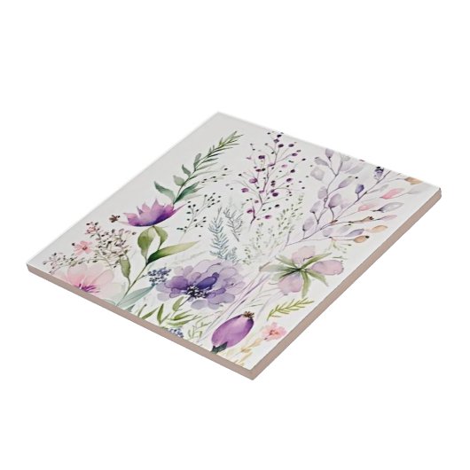 Waterverf wolbloem tegeltje (Zijkant)