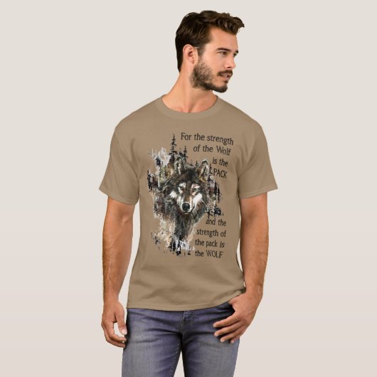 Waterverf Wolf Animal Family Pack Citaat T-shirt (Voorkant volledig)