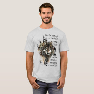 Waterverf Wolf Animal Family Pack Citaat T-Shirt