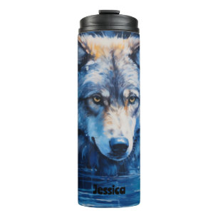 Waterverf Wolf Animal Thermosbeker
