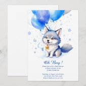 Waterverf Wolf Baby shower Uitnodiging (Voorkant / Achterkant)