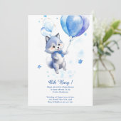 Waterverf Wolf Baby shower Uitnodiging (Staand voorkant)