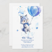 Waterverf Wolf Baby shower Uitnodiging (Voorkant / Achterkant)