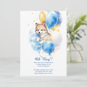 Waterverf Wolf Baby shower Uitnodiging (Staand voorkant)