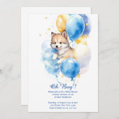 Waterverf Wolf Baby shower Uitnodiging (Voorkant / Achterkant)
