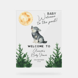 Waterverf Wolf Baby shower Welkom Acryl Bord