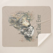 Waterverf Wolf Beste vader van beste vader ooit Ci Sherpa Deken (Voorkant (horizontaal))