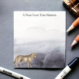 Waterverf Wolf Blue Clouds - Gepersonaliseerd Notitieblok