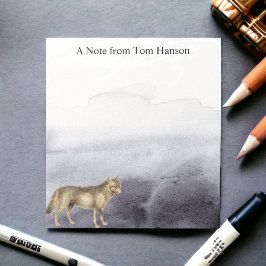 Waterverf Wolf Blue Clouds - Gepersonaliseerd Notitieblok