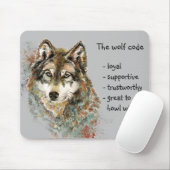 Waterverf Wolf Code Quote, Wolven Animal Wildlife Muismat (Met muis)