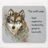 Waterverf Wolf Code Quote, Wolven Animal Wildlife Muismat (Voorkant)