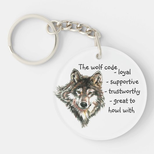Waterverf Wolf Code Quote, Wolven Dier Sleutelhang Sleutelhanger (Voorkant)