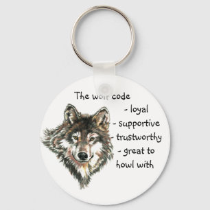 Waterverf Wolf Code Quote, Wolves Animal Sleutelhanger