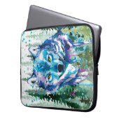 Waterverf Wolf Colorful Wolf Drawing Laptop Hoesje Laptop Sleeve (Voorkant Links)