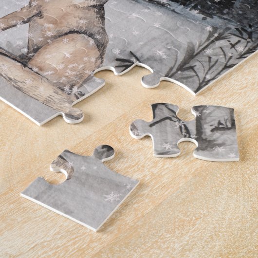 Waterverf Wolf Deer Legpuzzel (Zijkant)