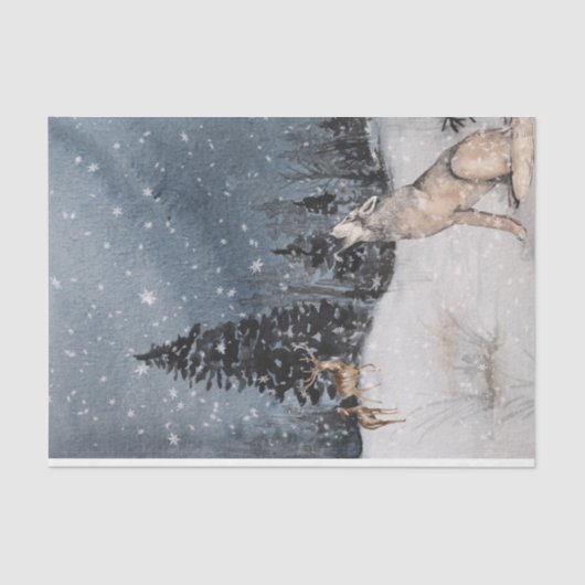 Waterverf Wolf Deer Tissuepapier (Voorkant)