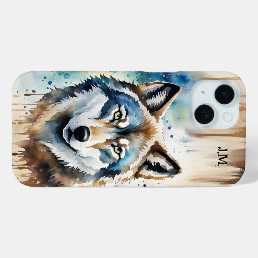 Waterverf Wolf Dierenvriend Case-Mate iPhone Case (Achterkant (horizontaal))