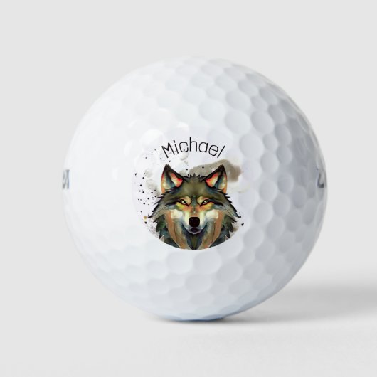 Waterverf Wolf Earths Tones Golfballen (Voorkant)
