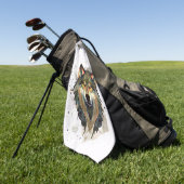 Waterverf Wolf Earths Tones Golfhanddoek (Groen)