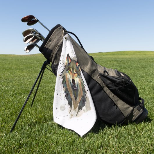 Waterverf Wolf Earths Tones Golfhanddoek (Groen)