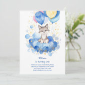 Waterverf Wolf Eerste Verjaardagsuitnodiging Kaart (Staand voorkant)