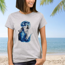 Waterverf Wolf en Maan