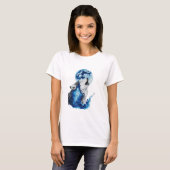 Waterverf Wolf en Maan T-shirt (Voorkant volledig)