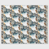 Waterverf Wolf Familie Dier Natuur Kunst Cadeaupapier (Vlak)