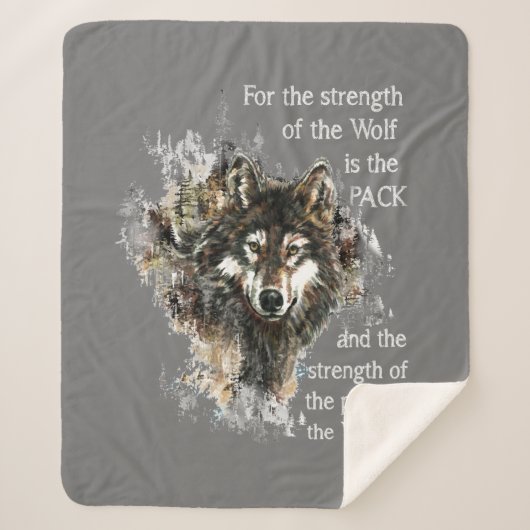 Waterverf Wolf Family Pack Citaat Inspirerend Sherpa Deken (Voorkant)