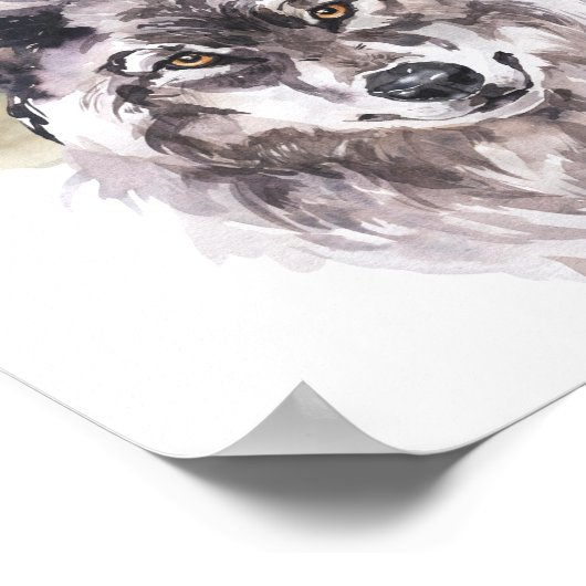 Waterverf Wolf Forest Nursery Child Woodland Poster (Hoek)