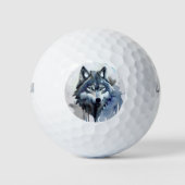 Waterverf Wolf Head Dusty Blue Golfballen (Voorkant)