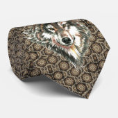 Waterverf Wolf Head, grijze bruine kleuren Stropdas (Opgerold)