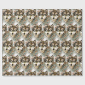 Waterverf Wolf Head, grijze zwarte kleuren Cadeaupapier (Vlak)