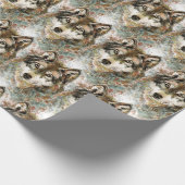 Waterverf Wolf Head, grijze zwarte kleuren Cadeaupapier (Hoek)