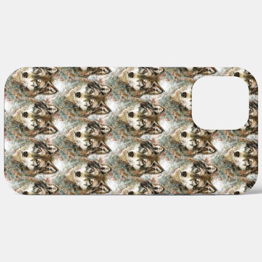 Waterverf Wolf Head, grijze zwarte kleuren Case-Mate iPhone Case (Achterkant (horizontaal))