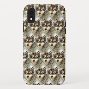 Waterverf Wolf Head, grijze zwarte kleuren Case-Mate iPhone Case