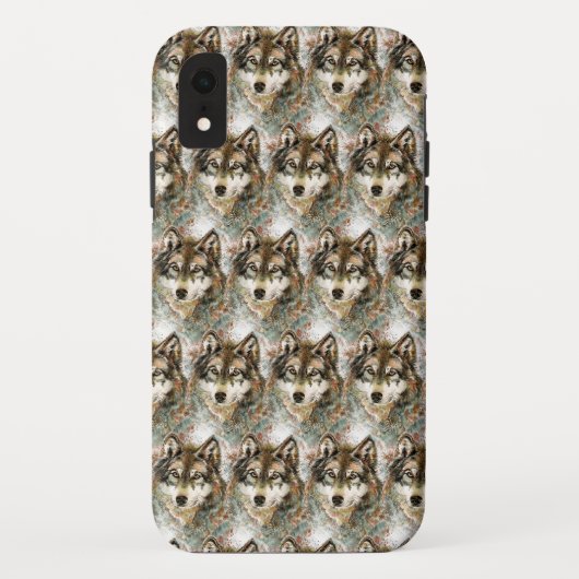 Waterverf Wolf Head, grijze zwarte kleuren Case-Mate iPhone Case (Achterkant)