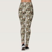 Waterverf Wolf Head, grijze zwarte kleuren Leggings (Achterkant)