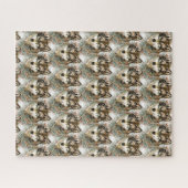 Waterverf Wolf Head, grijze zwarte kleuren Legpuzzel (Horizontaal)