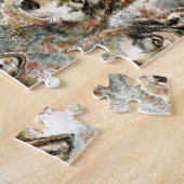 Waterverf Wolf Head, grijze zwarte kleuren Legpuzzel (Zijkant)