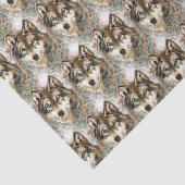 Waterverf Wolf Head, grijze zwarte kleuren Tissuepapier (Detail)