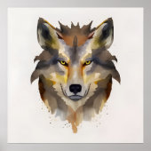 Waterverf Wolf Head Poster (Voorkant)