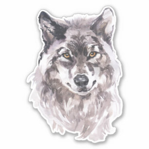 Waterverf Wolf Head Sticker