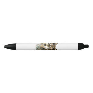 Waterverf Wolf Head Wildlife Animal Art Zwarte Inkt Pen