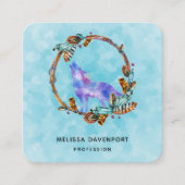 Waterverf Wolf Howling in een Boho stijl kransbus Vierkante Visitekaartje (Voorkant)