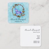 Waterverf Wolf Howling in een Boho stijl kransbus Vierkante Visitekaartje (Voorkant / Achterkant)