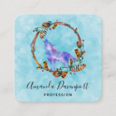 Waterverf Wolf Howling in een Boho stijl kransbus Vierkante Visitekaartje (Voorkant)