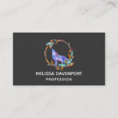 Waterverf Wolf Howling in een Boho stijl kransbus Visitekaartje (Voorkant)