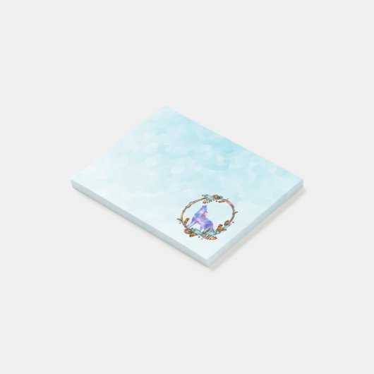 Waterverf Wolf Howling in een Boho Style Wreater Post-it® Notes (Schuin)